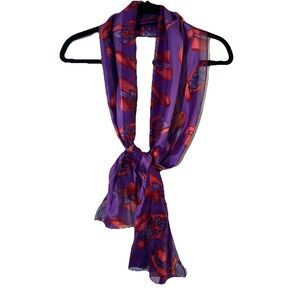 Red Hat Society Scarf Purple Red Hats Sheer Stripes Retro Granny Core